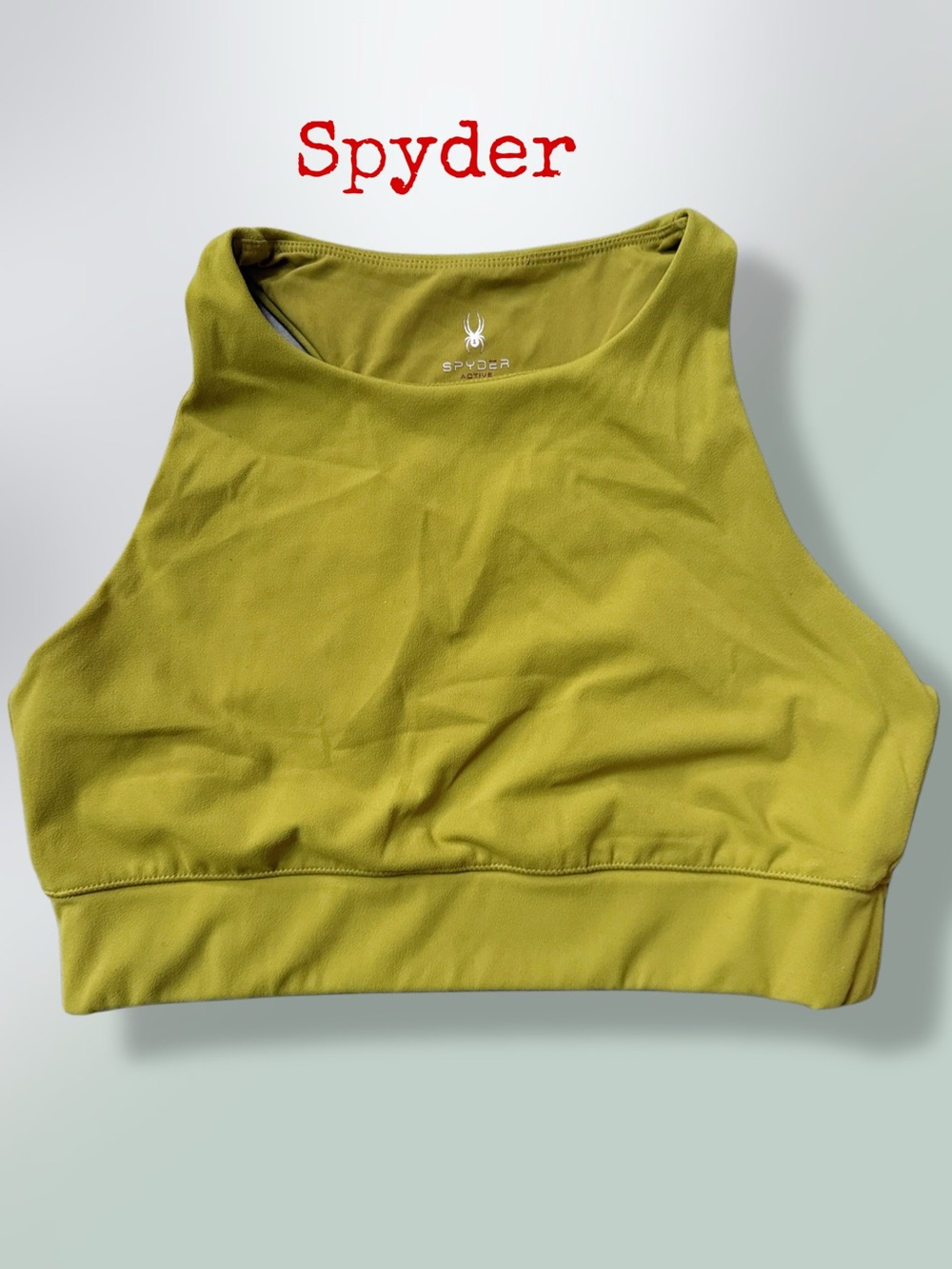 SPYDER ACTIVE High-Neck Olive Green Women's Crop Tank Top